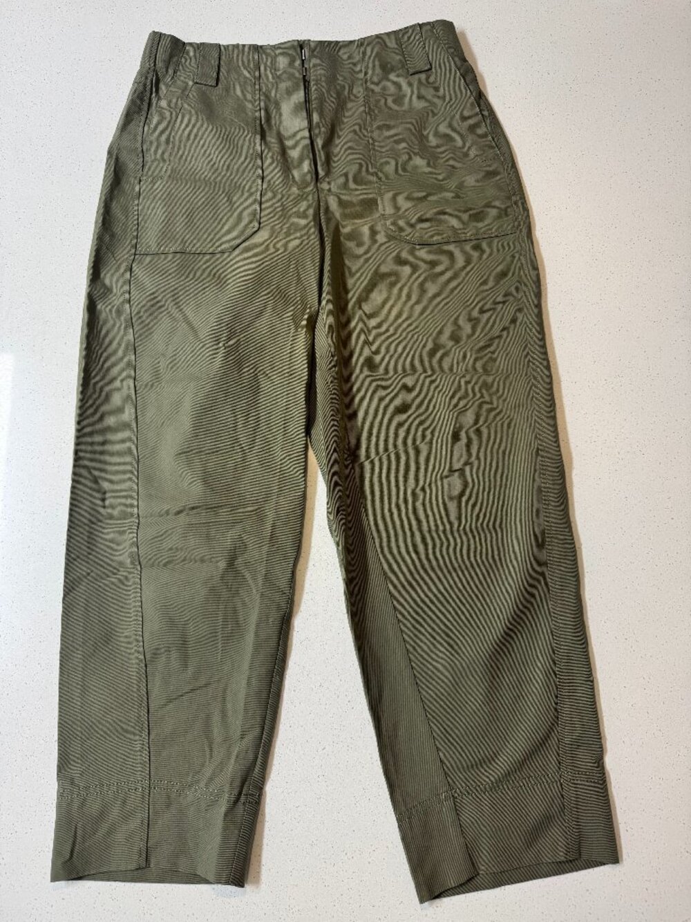 Green Wide Leg Cotton Blend Utility Pants